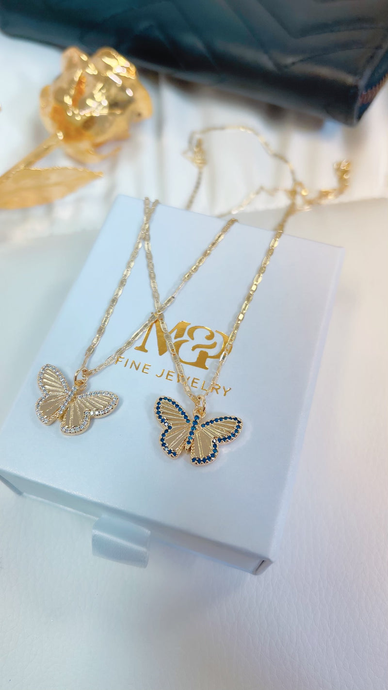 Kyanite Rhodolite Butterfly Pendant Necklace Silver – INARA